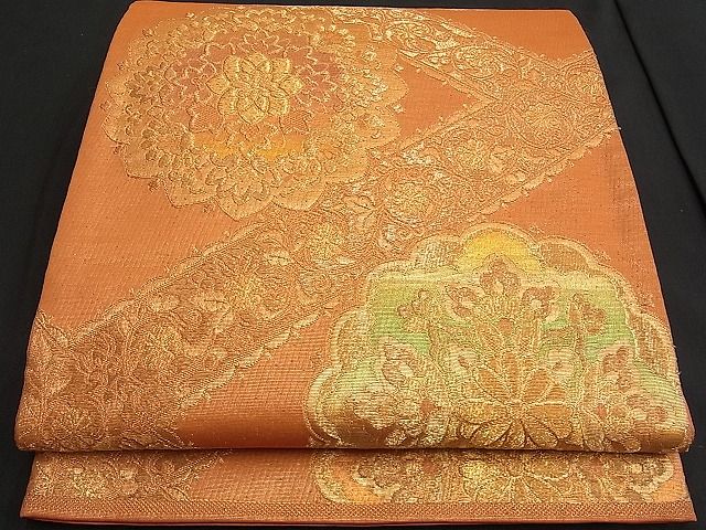 平和屋着物■六通柄袋帯　吉祥花文　金糸　逸品　n-je1605
