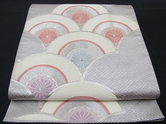 平和屋着物■佐賀錦 六通柄袋帯 唐織 菊青海波 銀糸 逸品 n-wb1796