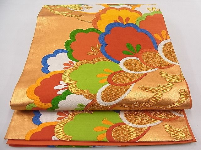 平和屋着物■六通柄袋帯　唐織　笠松文　金銀糸　逸品　n-da0199