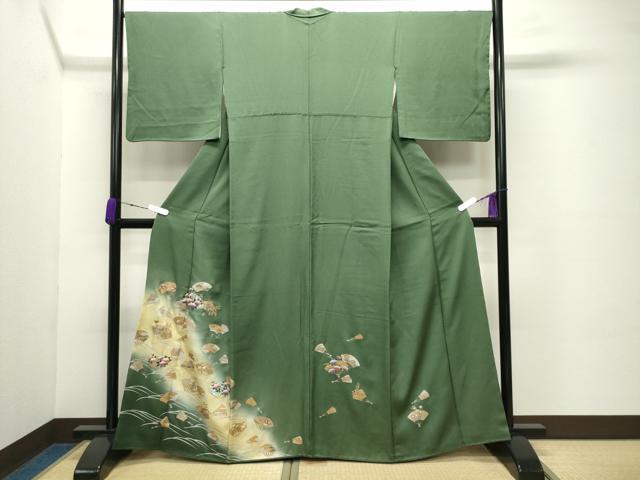 乐天商城 - 平和屋着物●訪問着　扇面鳳凰花文　暈し染め　金銀彩　正絹　逸品　CABC8114gh