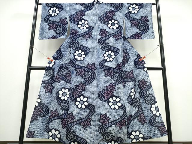 Female Yukatas - 平和屋着物∴夏物　浴衣　有松鳴海絞り　竜田川　花文　綿　逸品　CABE8965ng