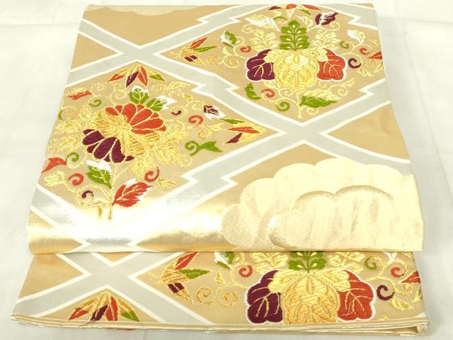 Rakuten - 平和屋着物◎西陣　六通柄袋帯　唐織　松皮菱花文　金銀糸　正絹　逸品　DABB2618qp