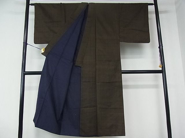 平和屋着物■男性　紬　格子　逸品　we1126