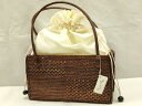 平和屋着物●和装小物 和装バッグ ハンドバッグ 籠バッグ アタ製品 巾着 木玉 逸品 未使用 AAAW4533ay