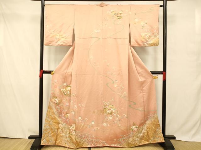 平和屋着物■訪問着　駒刺&amp;#32353;　地紙枝花文　暈し染め　金彩　正絹　逸品　AABA9204fw...