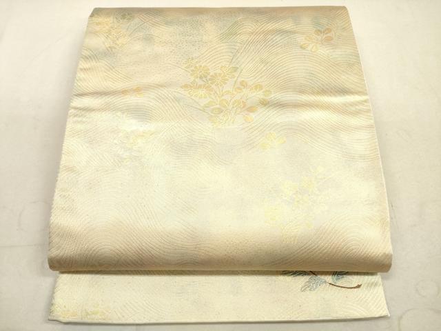 平和屋着物◎六通柄袋帯　螺鈿　ワンポイント　立波花文　金糸　正絹　逸品　DAAX2172xg