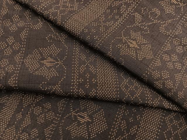 平和屋着物●上質な紬　花唐草間道　正絹　逸品　BAAU0171gt