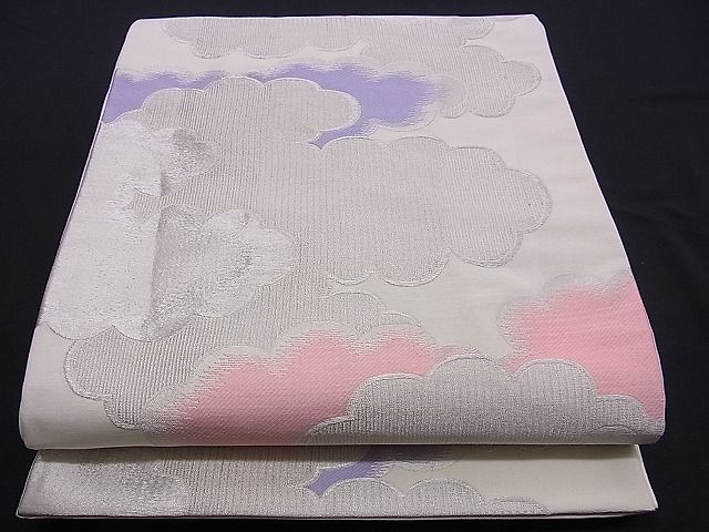 平和屋着物■六通柄袋帯　雲取り文　銀糸　逸品　n-ds0213