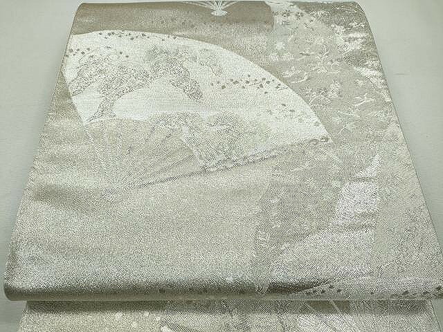平和屋着物◎六通柄袋帯　琳派献上色紙文　銀糸　正絹　逸品　CAAJ4854yk