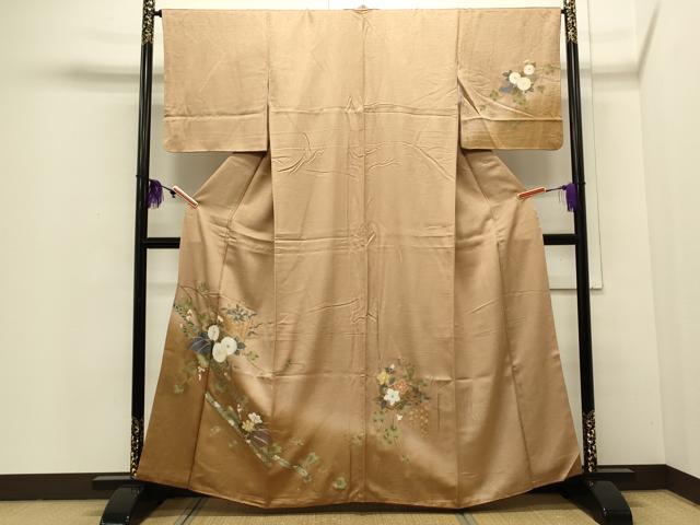 平和屋着物■訪問着 扇面花紋 暈し染め 金彩 正絹 逸品 CAAQ9371th