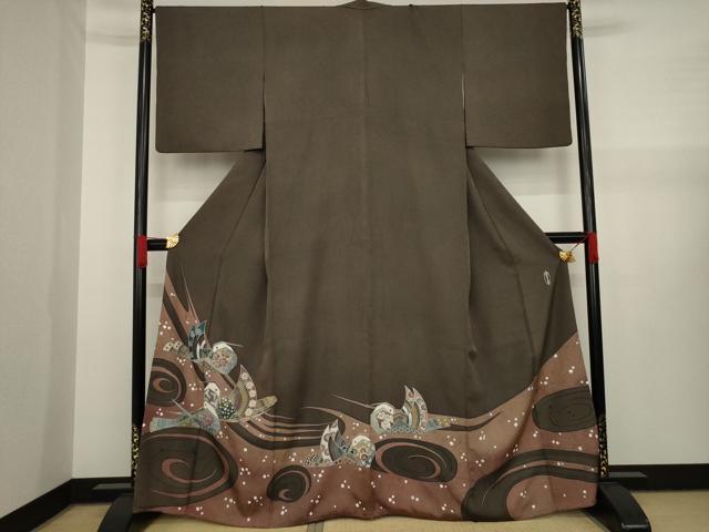 平和屋着物●日本工芸会正会員　友禅作家　塩澤照彦　訪問着　鴛鴦花文　正絹　逸品　AAAX8351ck