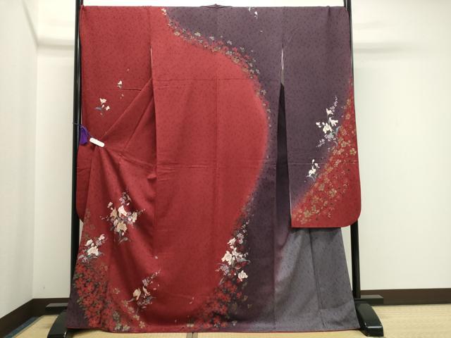 平和屋着物●豪華振袖　手描き　草花文　暈し染め　金銀彩　やまと誂製　正絹　逸品　CAAY8135gh