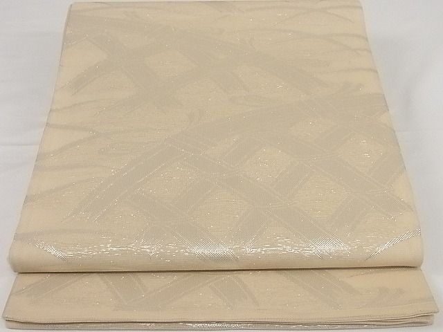 平和屋着物■夏物　六通柄袋帯　籬　銀糸　正絹　逸品　A-ms629