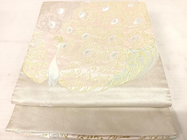 平和屋着物◎六通柄袋帯 孔雀 金銀糸 正絹 逸品 AAAU2884yx