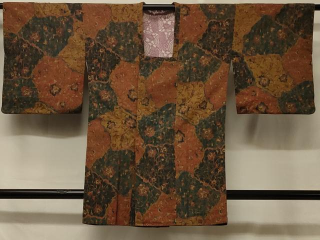 平和屋着物＃道行コート　更紗花文　正絹　逸品　CABD7619in