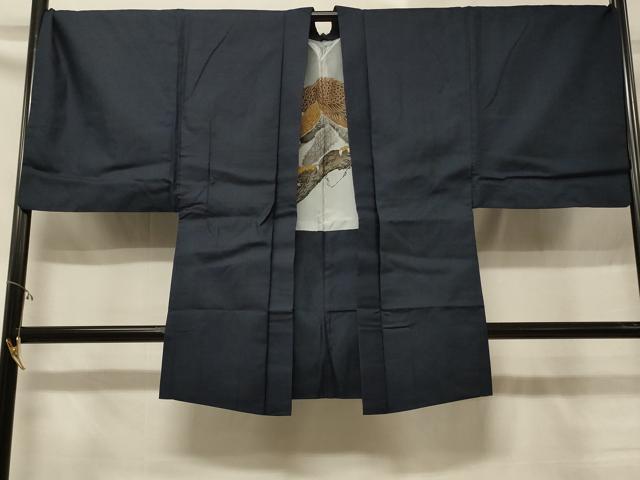 Other - 平和屋着物＃男性　長羽織　お召地　100亀甲　総詰め　羽裏：鷲　正絹　逸品　CABD7976in