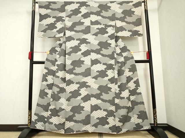 平和屋着物■上質な小紋 切嵌花文 正絹 逸品 AAAN1561ck