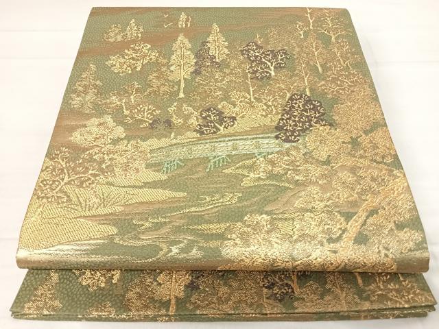 乐天商城 - 平和屋着物◎六通柄袋帯　風景文　金糸　正絹　逸品　AABF4529yx