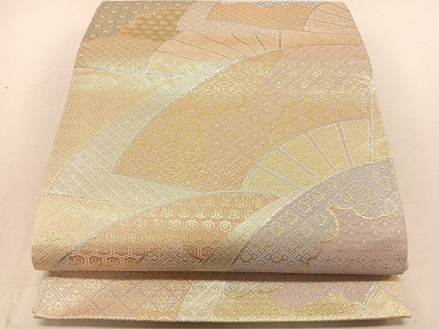平和屋着物◎佐賀錦　六通柄袋帯　扇面吉祥文　金銀糸　二重箔　正絹　逸品　DAAL3071qp