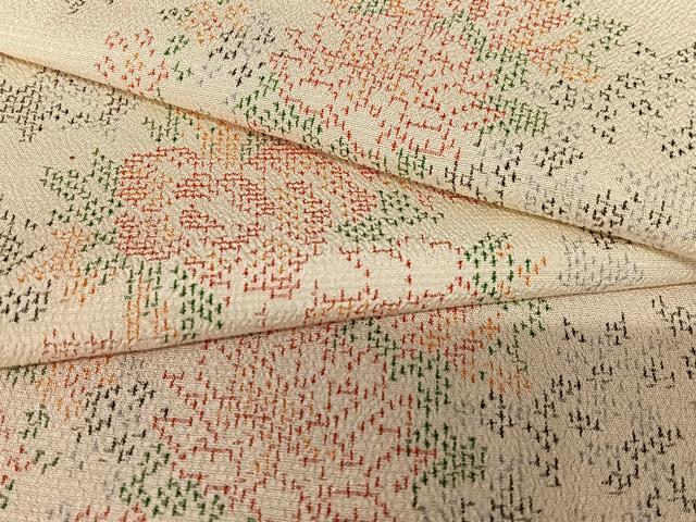 平和屋着物●お召 草花文 正絹 逸品 未使用 AAAY0210zg