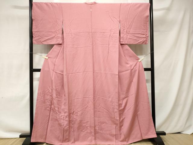 平和屋着物■豪華色留袖 流水風景地紋 桃色 正絹 逸品 未使用 CAAX4157ev