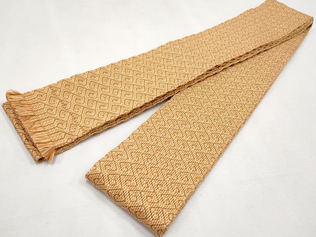 平和屋本店■希少　男性　角帯　日本工芸会正会員　宮島 勇作　捩織男帯　雷文　共箱付き　逸品　CYAA1100s5