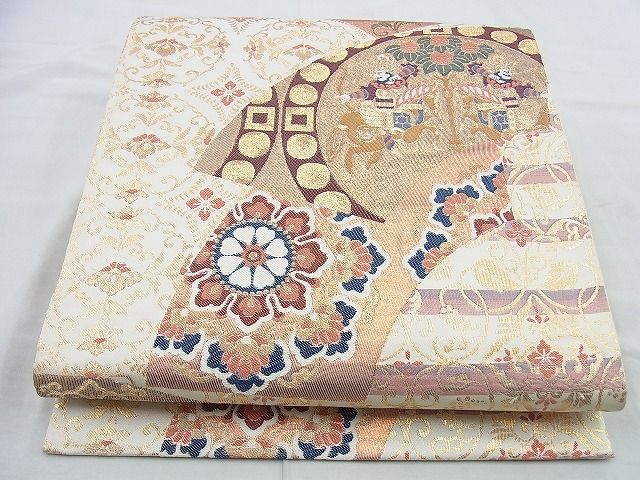 平和屋着物◎六通柄袋帯　唐織　正倉院地紙文様　金糸　逸品　BAAG6000jm