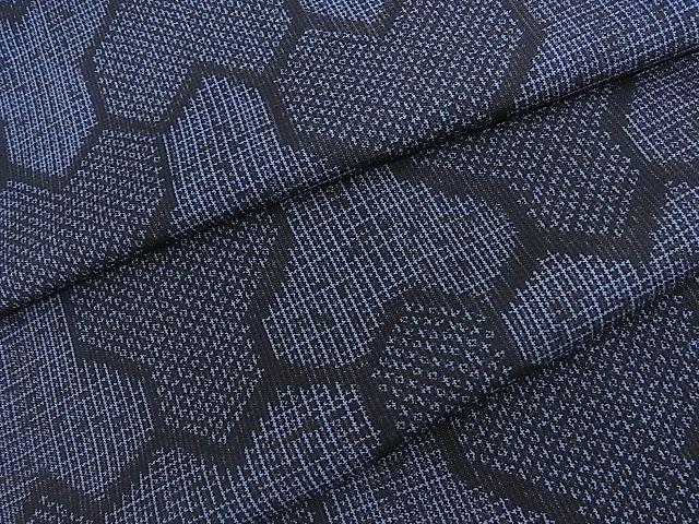 平和屋着物▽上質なお召 色無地 単衣 毘沙門亀甲地紋 梅染色