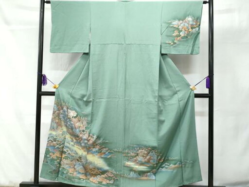 平和屋着物■訪問着 風景草木文 金彩 正絹 逸品 CAAR5538fb 平和屋着物■訪問着 風景草木文 金彩 正絹 逸品 CAAR5538fb