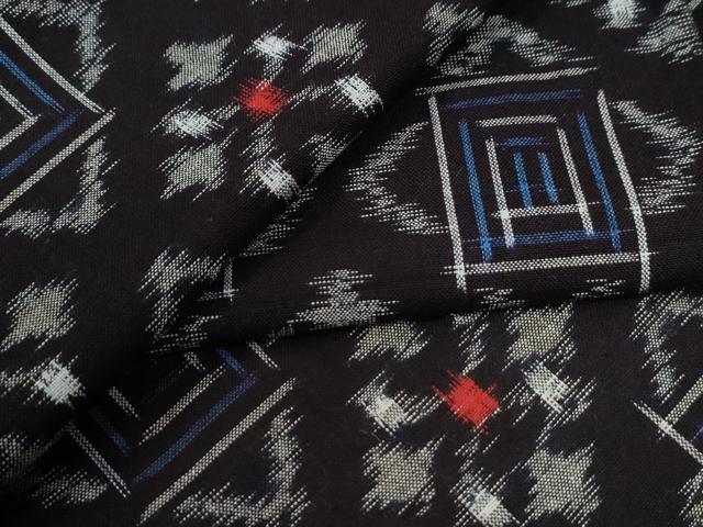 平和屋着物●久留米絣　単衣　菱吉祥文　綿　逸品　CABB4698yc