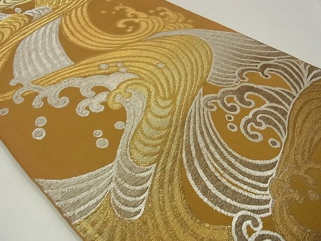 平和屋の平和屋着物■六通柄 本袋帯 荒波文 金銀糸 逸品 ga2186｜アングル3