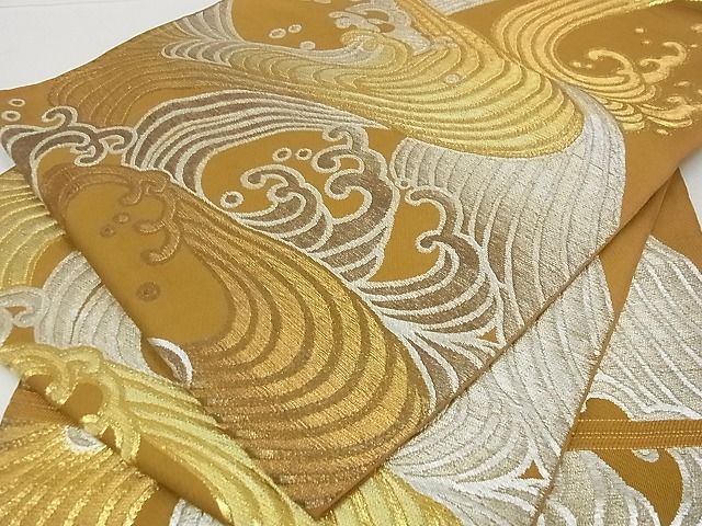 平和屋着物■六通柄 本袋帯 荒波文 金銀糸 逸品 ga2186