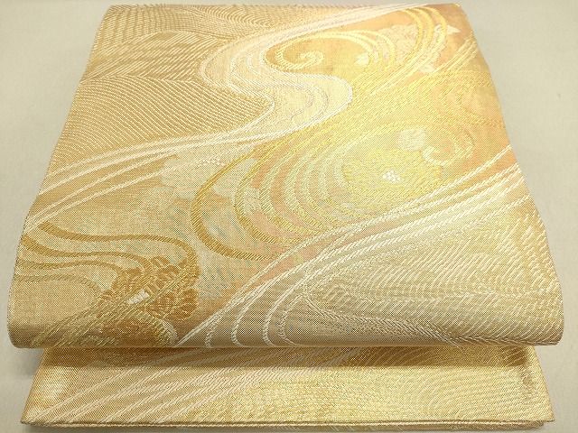 平和屋着物◎佐賀錦　六通柄袋帯　流水花文　金糸　逸品　DAAH9871tw