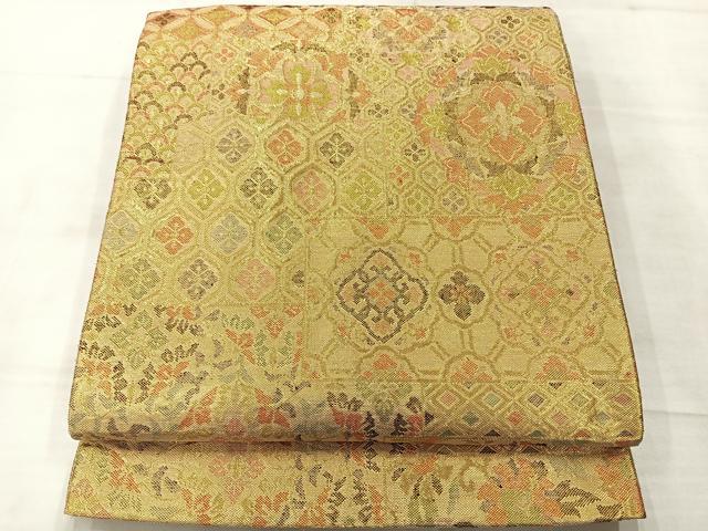 平和屋着物◎佐賀錦 六通柄袋帯 正倉院花文 金糸 正絹 逸品 AABE3232uk