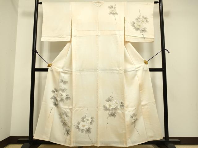 平和屋着物▽訪問着　単衣　手描き　草花文　暈し染め　正絹　逸品　DAAP7407du