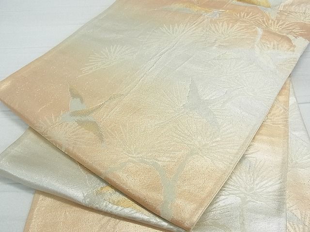 平和屋着物■六通柄袋帯　飛鶴松葉文　金銀糸　逸品　ox2628