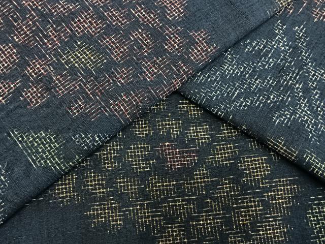 平和屋着物▽上質な紬 単衣 草花文 正絹 逸品 AAAT7510fy