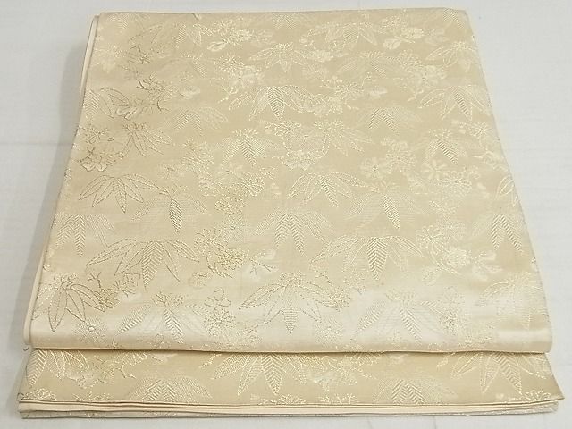 平和屋着物◎全通柄袋帯 枝花文 金糸 正絹 逸品 AAAH1025Aex
