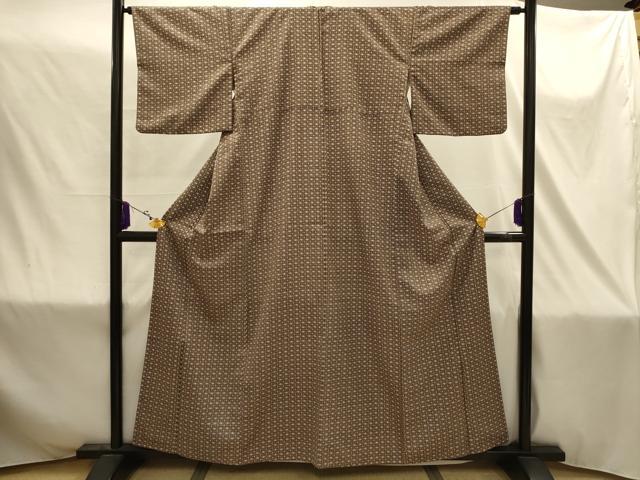 平和屋着物■小紋　麻の葉文様　洗える着物　AABJ1852sx