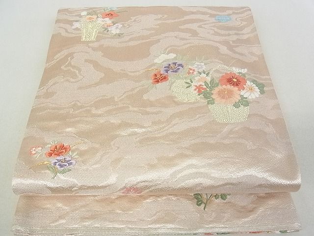 平和屋着物■六通柄袋帯　唐織　花籠文　金銀糸　逸品　rt2867