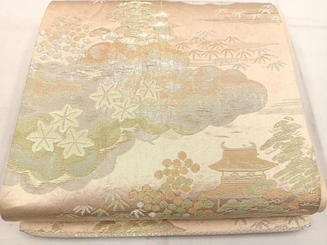 平和屋着物◎六通柄袋帯 光琳 金銀糸 正絹 逸品 BAAW1592mz