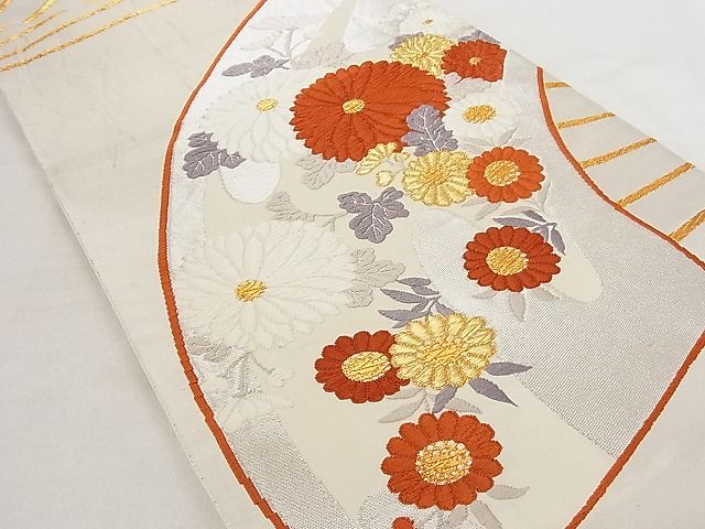 平和屋着物■六通柄袋帯 唐織 扇面花文 金銀糸 正絹 逸品 B-cy5270 heiwaya-10095067 平和屋 サンプル画像2