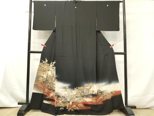 Rakuten - 平和屋着物■豪華黒留袖　風景御所車花松文　暈し染め　金彩　正絹　逸品　DAAY6248ea