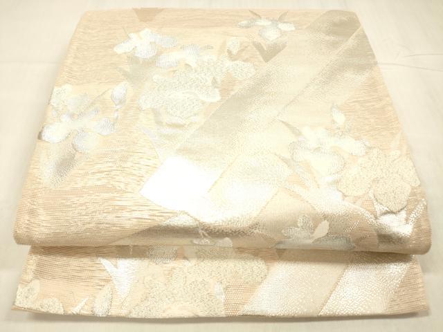 平和屋着物＊夏物　六通柄袋帯　杜若　銀糸　正絹　逸品　DABC8692cm