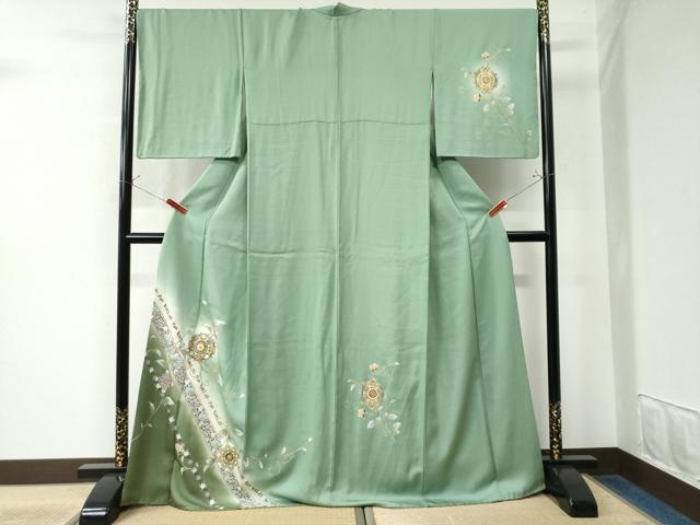 平和屋着物●訪問着　更紗花唐草文　暈し染め　金彩　正絹　逸品　CAAW7608yc