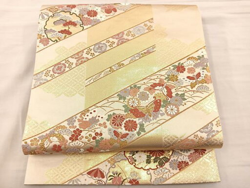 平和屋着物◎六通柄袋帯 唐織 吉祥花蝶文 金銀糸 正絹 逸品 BAAS5523bs 平和屋着物◎六通柄袋帯 唐織 吉祥花蝶文 金銀糸 正絹 逸品 BAAS5523bs