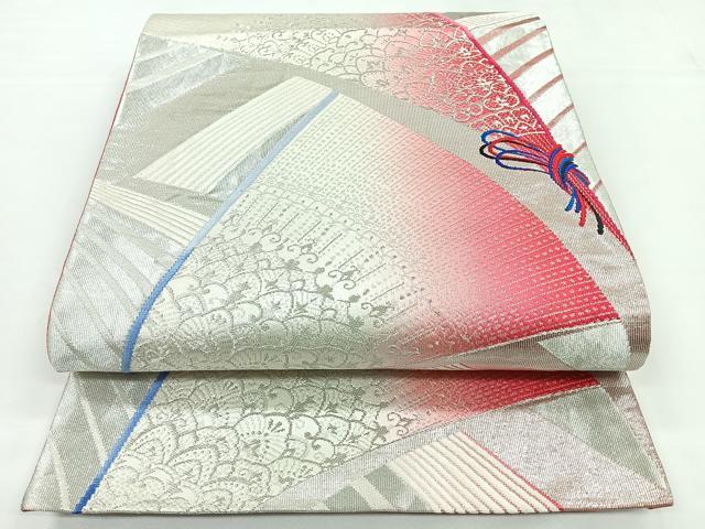 乐天商城 - 平和屋着物◎六通柄袋帯　飾花文　銀糸　正絹　逸品　CABB1015nb