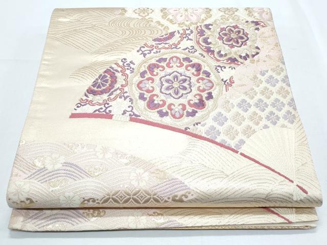 Rakuten - 平和屋着物◎六通柄袋帯 唐織 正倉院扇面花文 金糸 正絹 逸品 CABF7814th