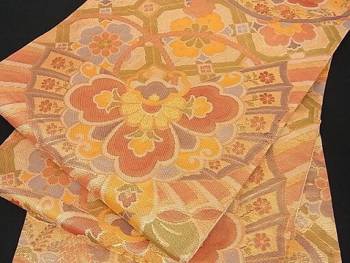 平和屋着物■佐賀錦 六通柄袋帯 吉祥花文 金糸 逸品 du1267 平和屋着物■佐賀錦 六通柄袋帯 吉祥花文 金糸 逸品 du1267