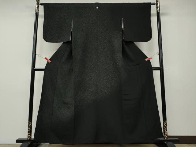 平和屋着物●訪問着　霞文　黒地　鬼しぼ縮緬　正絹　逸品　CABD7530ut